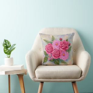 Rosen mit Dahlien Kissen