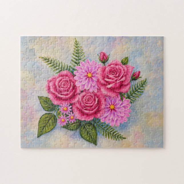 Rosen mit Dahlien  Puzzle (Horizontal)