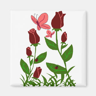 Rosen mit Schmetterlingsmagneten Magnet