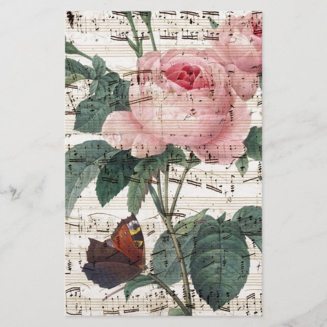 Rosen-Musik Briefpapier (Vorderseite)