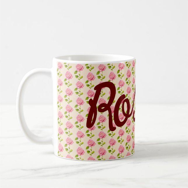 Rosen Muster rosa pink Kaffeetasse (Links)