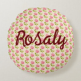 Rosen Muster rosa pink Rundes Kissen