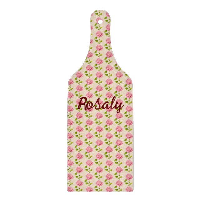 Rosen Muster rosa pink Schneidebrett (Vorderseite)