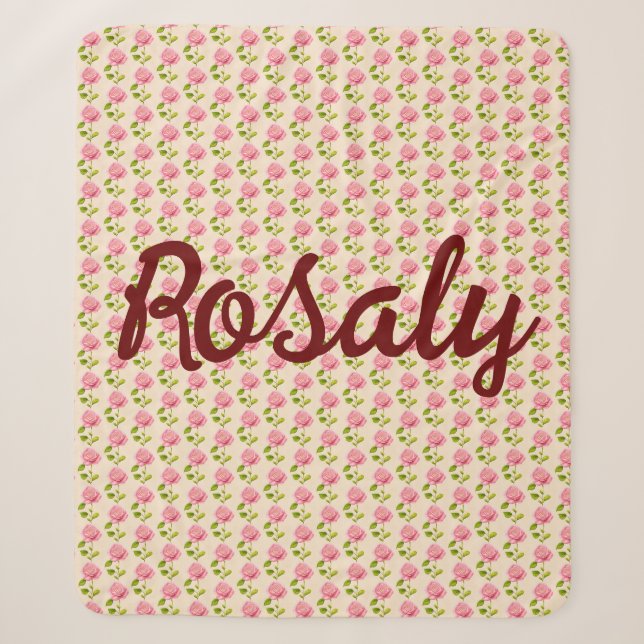 Rosen Muster rosa pink Sherpadecke (Vorderseite)