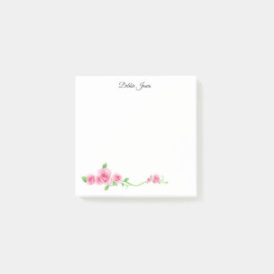 Rosen nach dem Mitteilen rosa Post-it Klebezettel