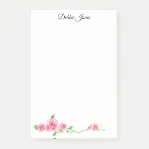 Rosen nach dem Mitteilen rosa Post-it Klebezettel