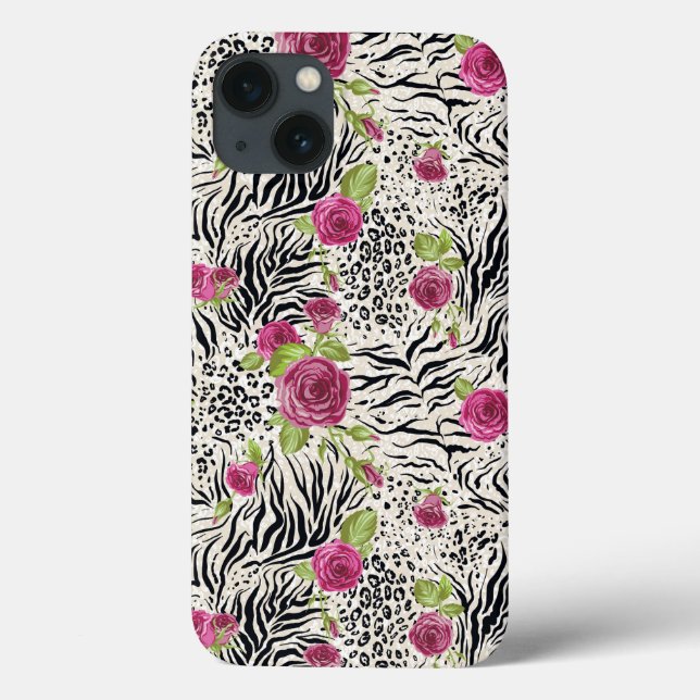 Rosen On Animal Pattern Case-Mate iPhone Hülle (Rückseite)