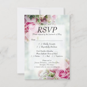 Rosen & Peony Buds Elegante Hochzeit der Blumen RSVP Karte