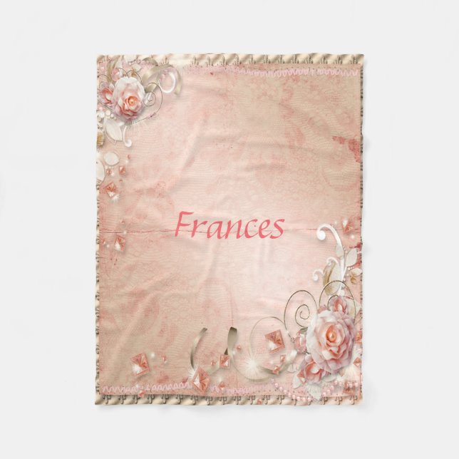 Rosen, Perlen und Edelsteine Fleecedecke (Vorderseite)