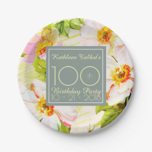 Rosen-Pfingstrosen-100. Pappteller
