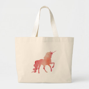 ROSEN-PFIRSICHWATERCOLORUNICORN MIT WOLKEN JUMBO STOFFBEUTEL