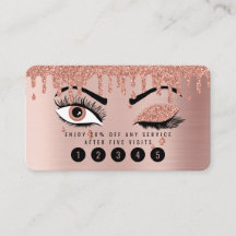 Rosen Pink Gold Eyelashes Glitzer Loyalty Card