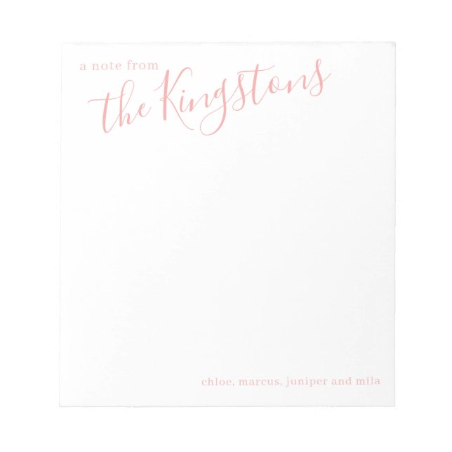 Rosen Pink-Nachname Skript-Editor Notizblock (Vorderseite)