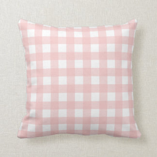 Rosen-Quarz-rosa u. weißer Gingham-Karo Kissen