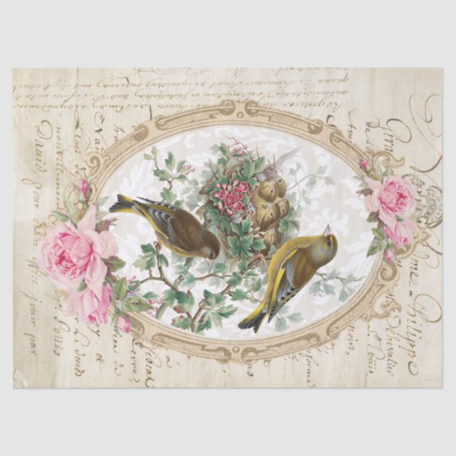 Rosen-Rahmen-Eintagsfliegen Decoupage Gewebe Seidenpapier (Vorderseite)