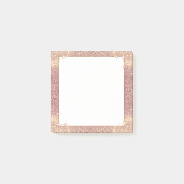Rosen-rosa Glitzer-Schein-bezaubernde Post-it Klebezettel (Vorderseite)