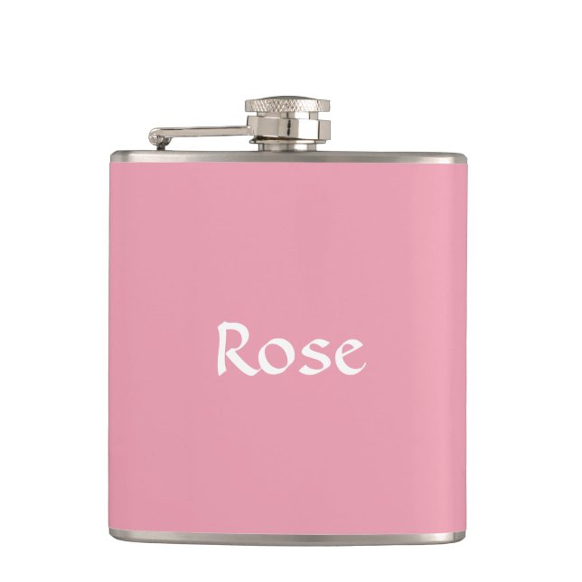 Rosen-rosa personalisierte Flasche Flachmann (Vorderseite)