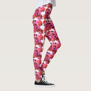Rosen, Rosa rote Rosen-Logo, Damen-Leggings Leggings