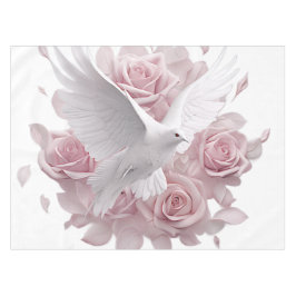 Rosen rosa + Taube Tischdecke