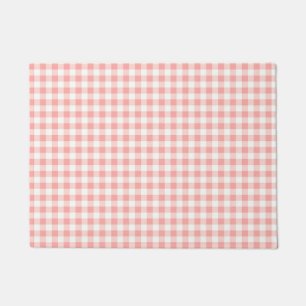 Rosen-rosa weißer Gingham-Karo-kariertes Fußmatte