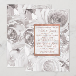 Rosen Rosen Rosa Rose Gold Moderne Elegante Hochze Einladung