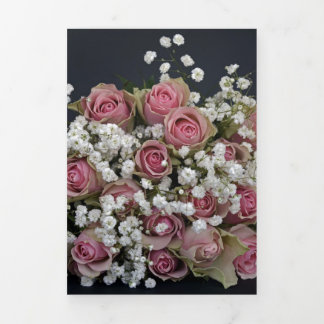 Rosen Rosenblüten Blüten Rosa Weiß Gypsophila Dreifach Gefaltete Einladung