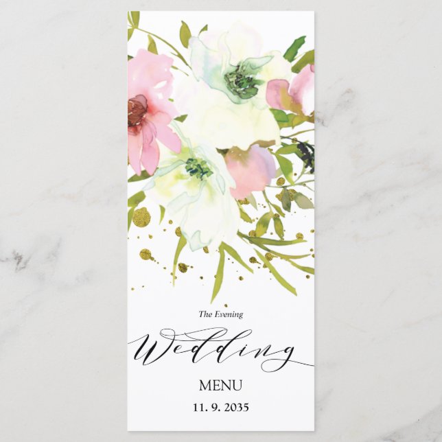 Rosen, rot und weiß, mit Goldspritze Menükarte (Rückseite)