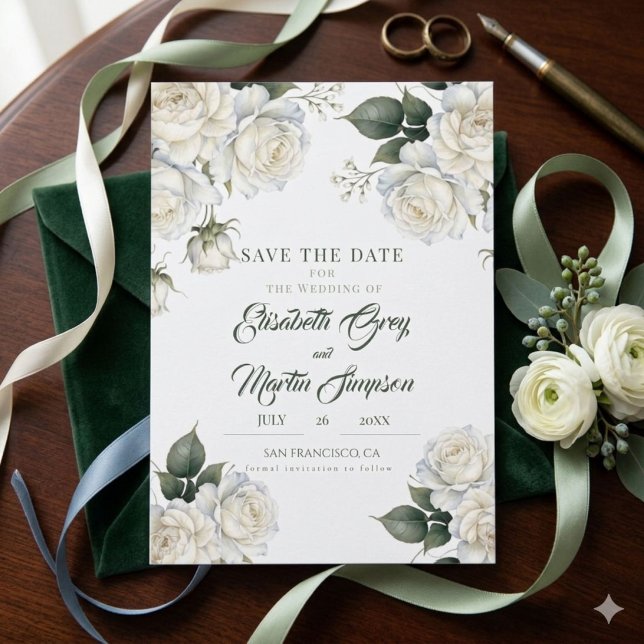 Rosen Sage Florale Hochzeit Save The Date (Von Creator hochgeladen)