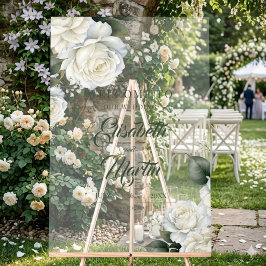 Rosen-Salbei-Blumen-Hochzeitsschild Acrylschild