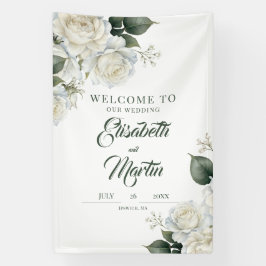 Rosen-Salbei-Blumen-Hochzeitsschild Banner