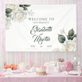 Rosen-Salbei-Blumen-Hochzeitsschild Banner