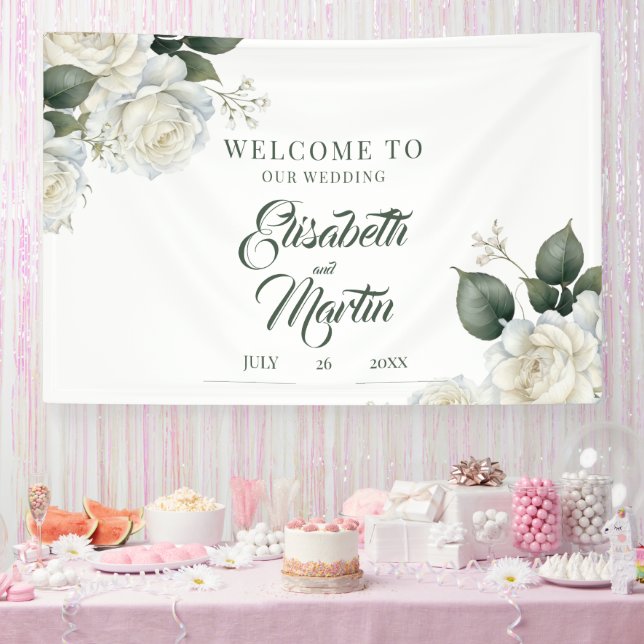 Rosen-Salbei-Blumen-Hochzeitsschild Banner (Party)