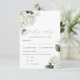 Rosen-Salbei-Blumenhochzeit RSVP Karte
