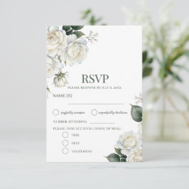 Rosen Salbei Florale Hochzeit RSVP Karte