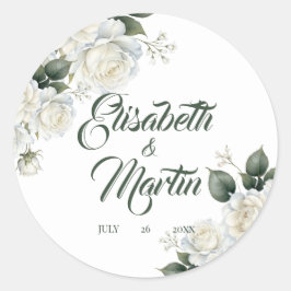 Rosen Salbei Florale Hochzeit  Runder Aufkleber