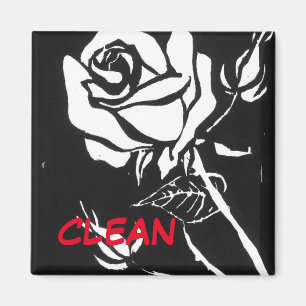 "Rosen-" sauberer Spülmaschinen-Status-Magnet alb Magnet