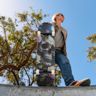 Rosen-Schädel im Mondlicht Skateboard