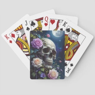 Rosen-Schädel im Mondlicht Spielkarten