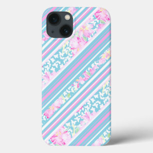 Rosen Schmetterlinge Rosa, Blaue Streifen iPhone 6 13 Hülle