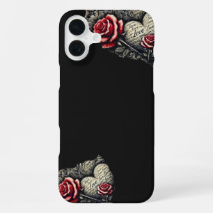 Rosen & Schrift Herzen iPhone 16 Plus Hülle