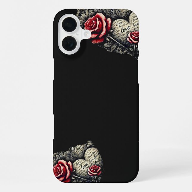 Rosen & Schrift Herzen iPhone Hülle (Rückseite)