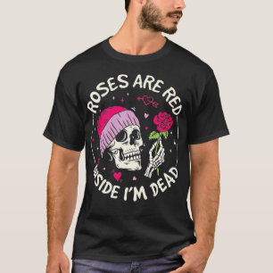 Rosen sind im Toten Retro Skeleton Valent rot T-Shirt