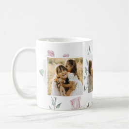 Rosen sind Rosa Drei Fotos Süße Blumen Kaffeetasse