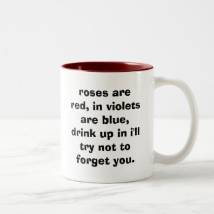 Rosen sind rot, in den Veilchen sind blau, Geträn Zweifarbige Tasse