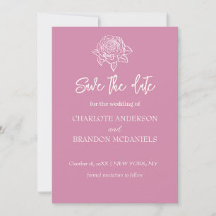 Rosen-Skizze Minimale Florale Hochzeit Termin merk Save The Date