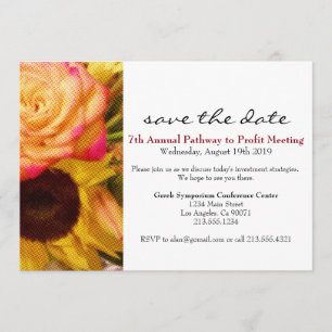 Rosen-Sonnenblume-Unternehmensereignis-Einladung Save The Date