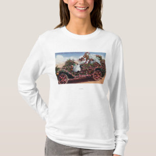 Rosen-Stadt-Festival verzierte Auto mit Damen T-Shirt