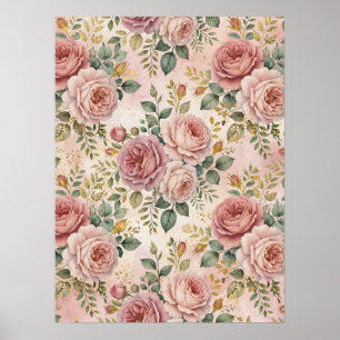 Rosen Staubige Rose Eleganter Charme Salbeigrün Go Poster