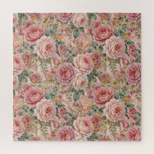 Rosen Staubrose Charmante Künstlerische Salbeigrün Puzzle