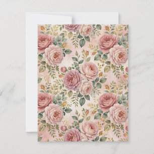 Rosen Staubrose Eleganter Charme Salbei Grün Gold Karte